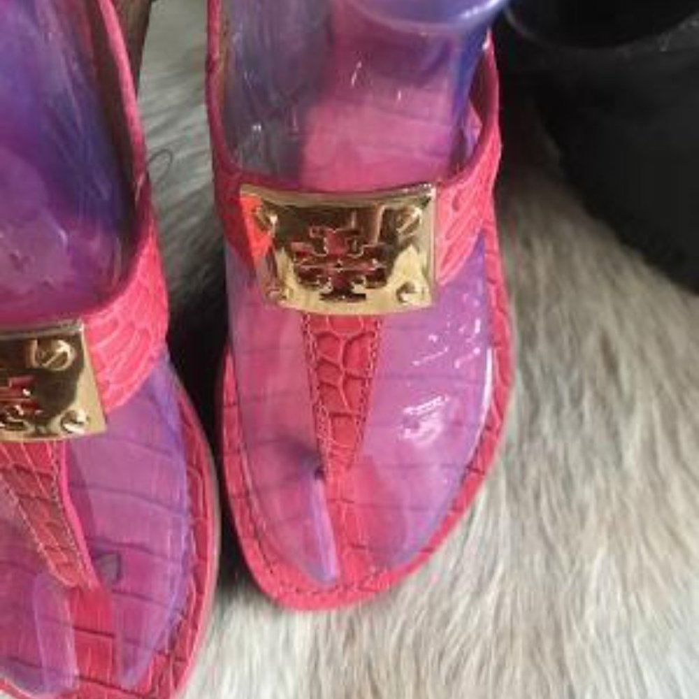 Authentic Tory Burch Python Coral Cork Sandals - image 6